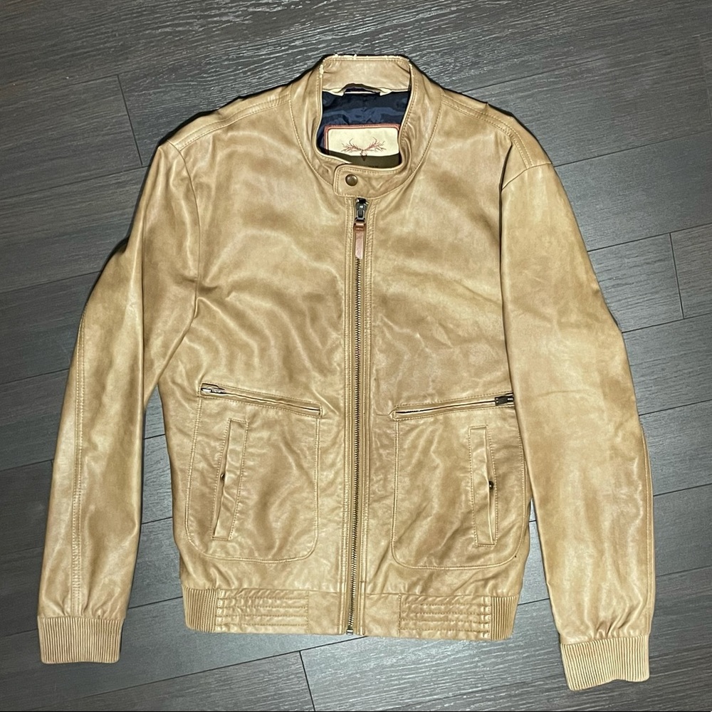 Zara Men Light tan brown Faux Leather Jacket